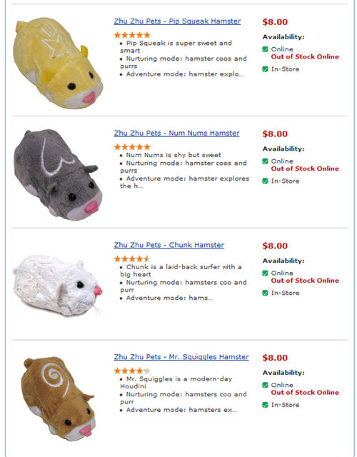 I tried the market for Zhu Zhu Pets on eBay, and it was a similar story.